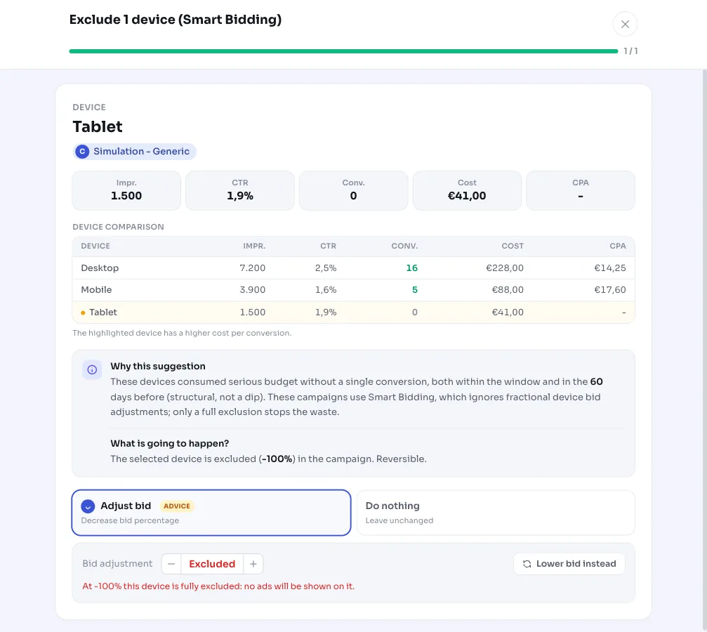 Αποκλεισμός συσκευής στο Google Ads με Smart Bidding