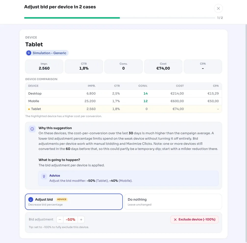 Ajustar l'oferta per dispositiu a Google Ads