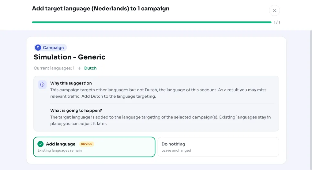 Afegir el teu idioma objectiu a la segmentació d'idioma a Google Ads
