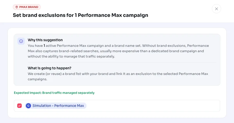 Set up brand exclusions for Performance Max campaigns