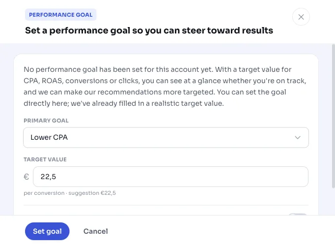 Configurar l'objectiu de rendiment a Google Ads: orientar per CPA, ROAS o conversions
