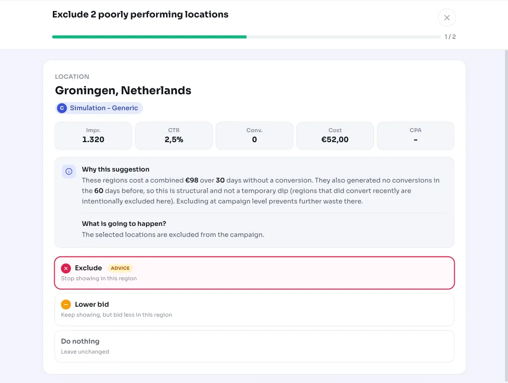 Google Ads'de kötü performans gösteren konumları hariç tutma