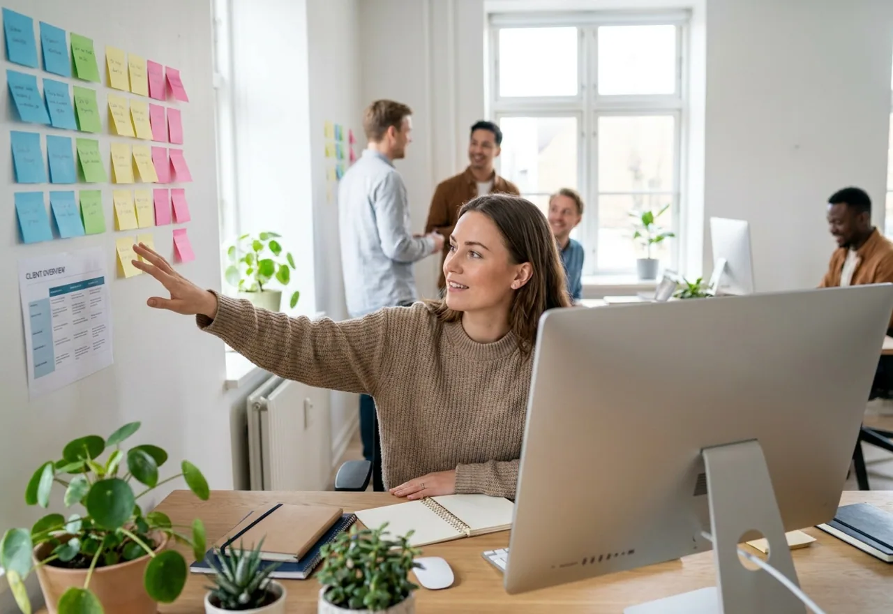 Freelance marketingmedarbejder arbejder på flere kundekampagner