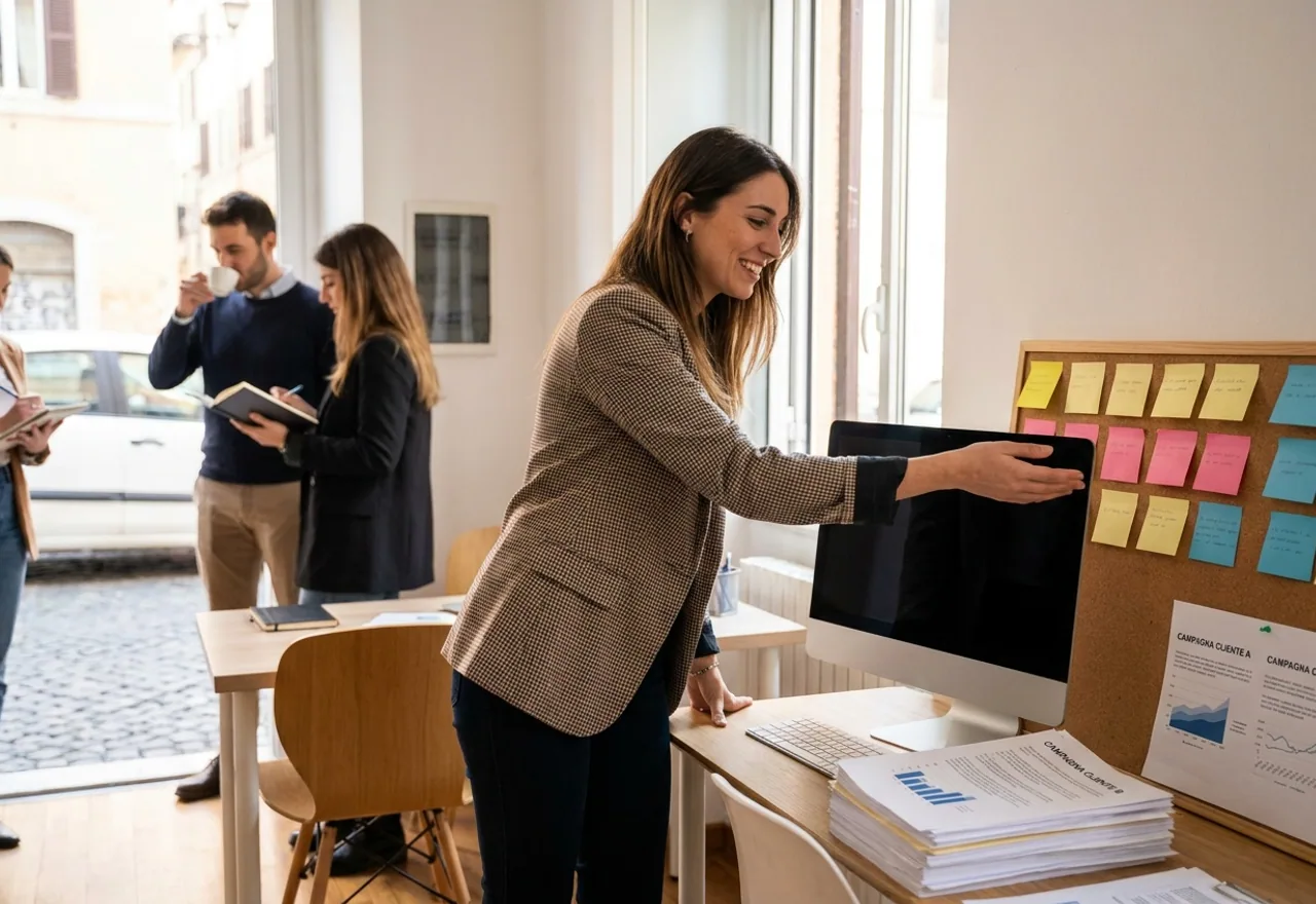 Marketer freelance lavora su più campagne cliente