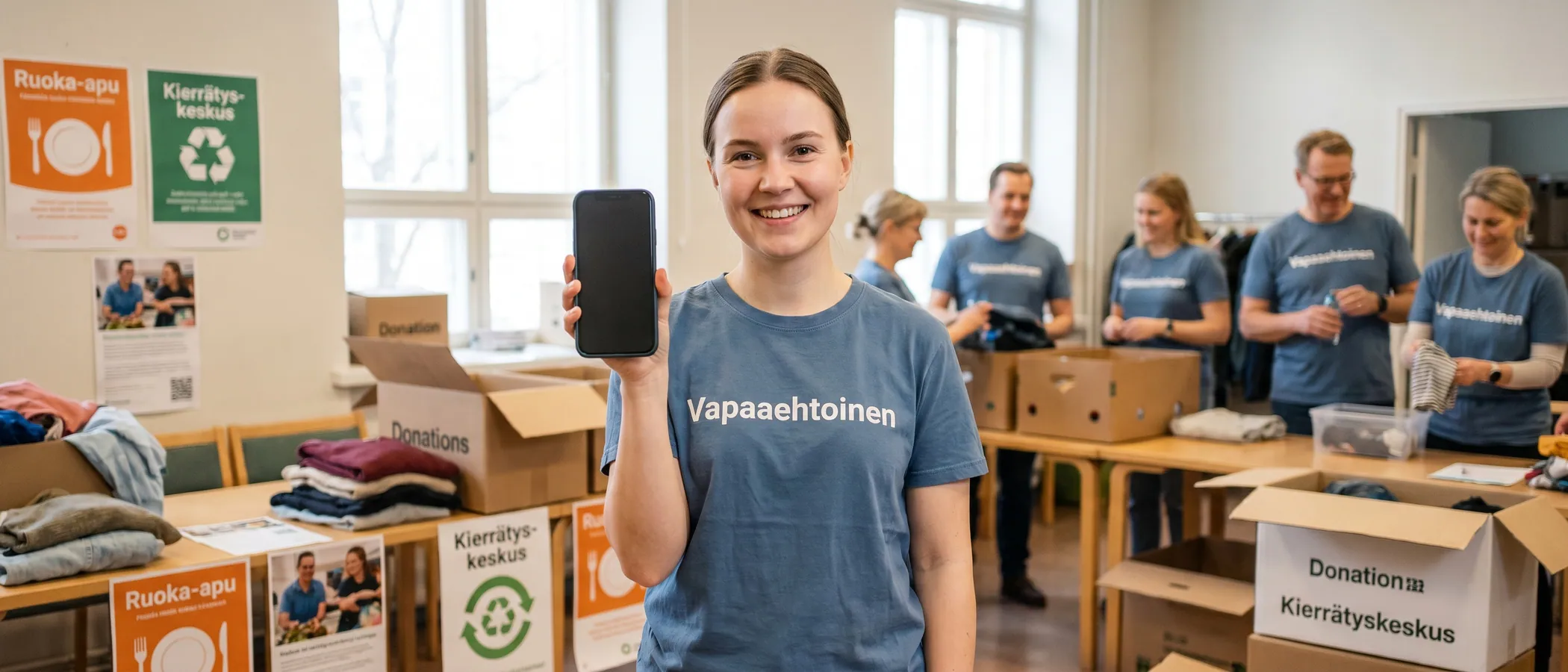 Hyväntekeväisyysjärjestön vapaaehtoinen työskentelee kannettavalla tietokoneella pienessä yhteisötoimistossa Google Ad Grants -ohjelman parissa