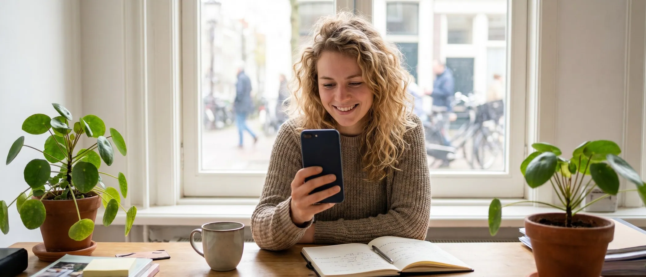 Zelfstandige ondernemer regelt zijn eigen Google Ads zonder bureau op een laptop