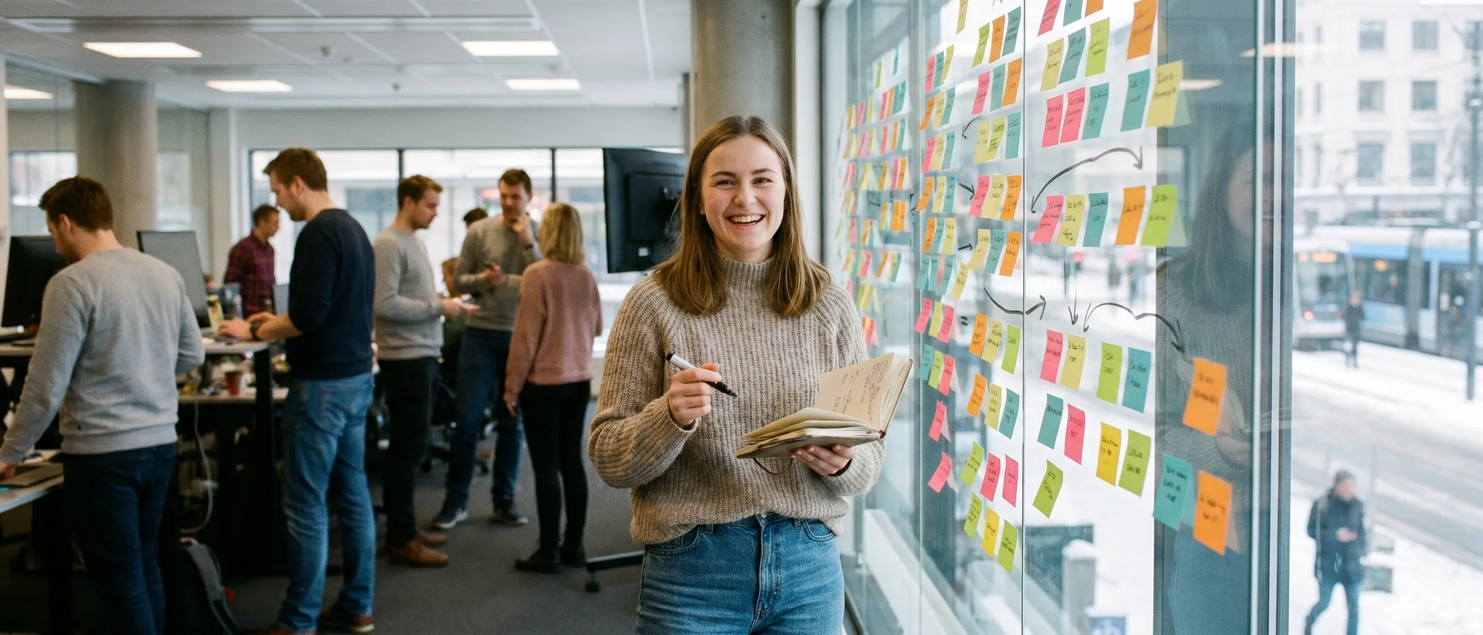 Person setter opp en Google Ads-kampanje på en laptop ved et ryddig skrivebord