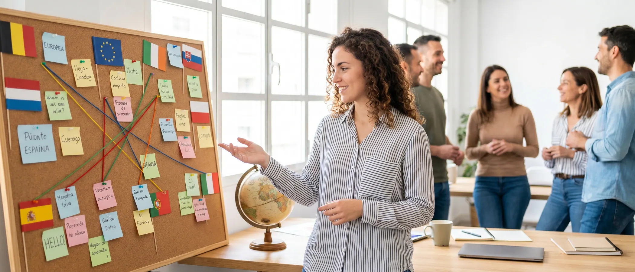 Profesional de marketing gestionando campañas de Google Ads en varios idiomas desde su portátil
